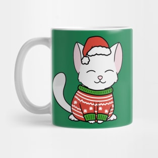 Christmas Sweater White Cat Mug